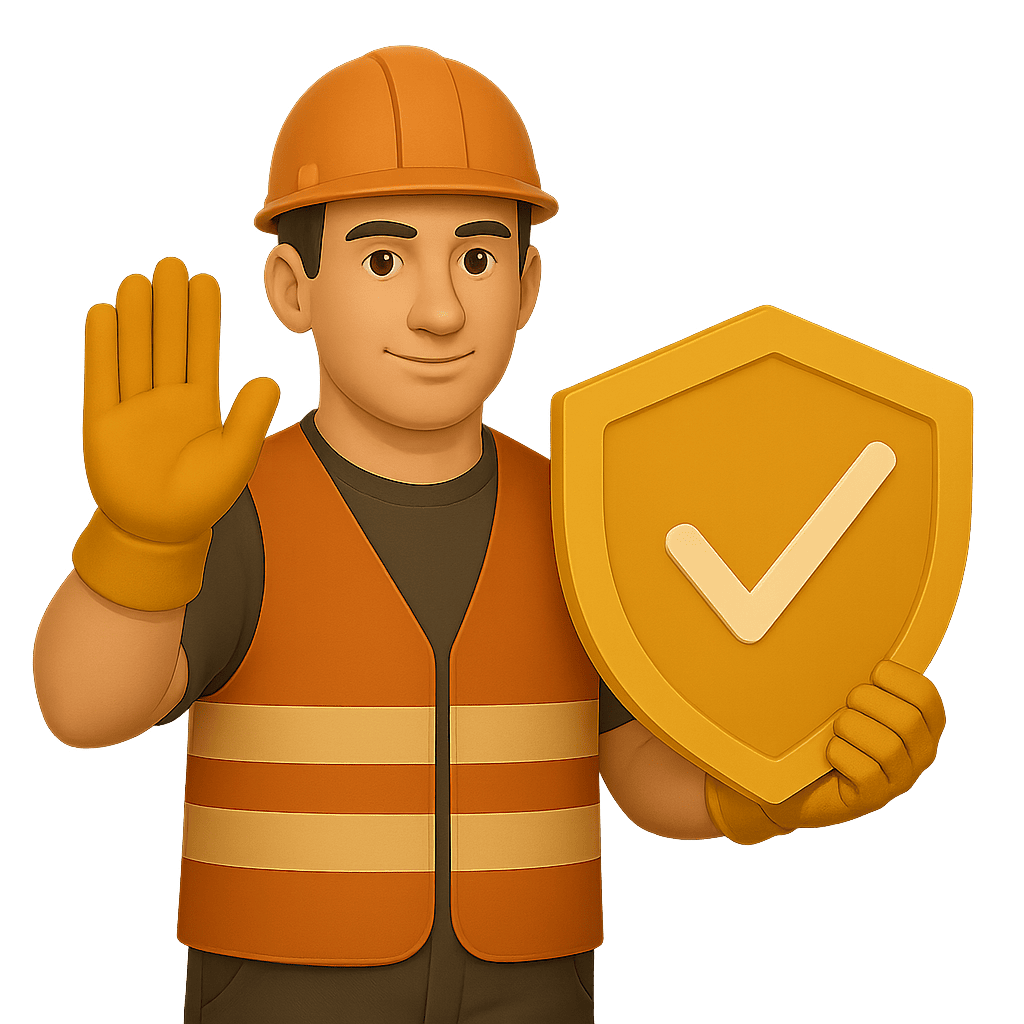 Yellog garantisce sicurezza e affidabilità nei processi di trasporto e logistica Operatore logistico con casco e scudo di sicurezza con simbolo di verifica